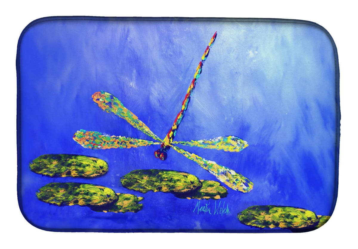 Picture of Carolines Treasures MW2023DDM 21 x 14 in. Blue Dragonfly Dish Drying Mat