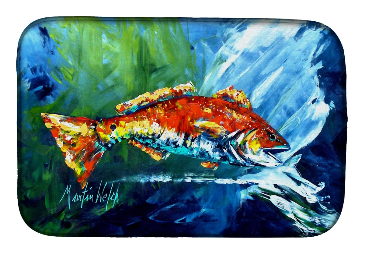 Picture of Carolines Treasures MW2027DDM 21 x 14 in. Break Through Red Fish Dish Drying Mat
