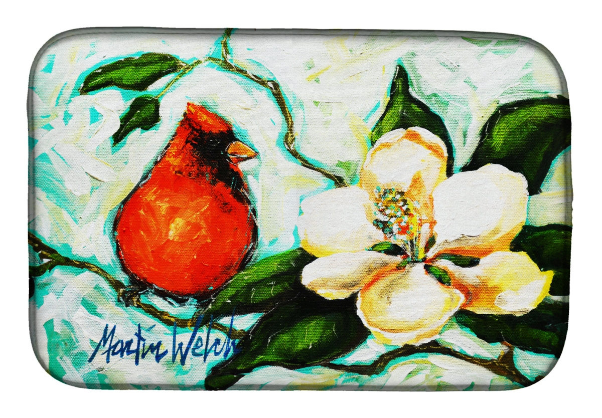 Picture of Carolines Treasures MW2034DDM 21 x 14 in. Cardinal Aqua Dish Drying Mat