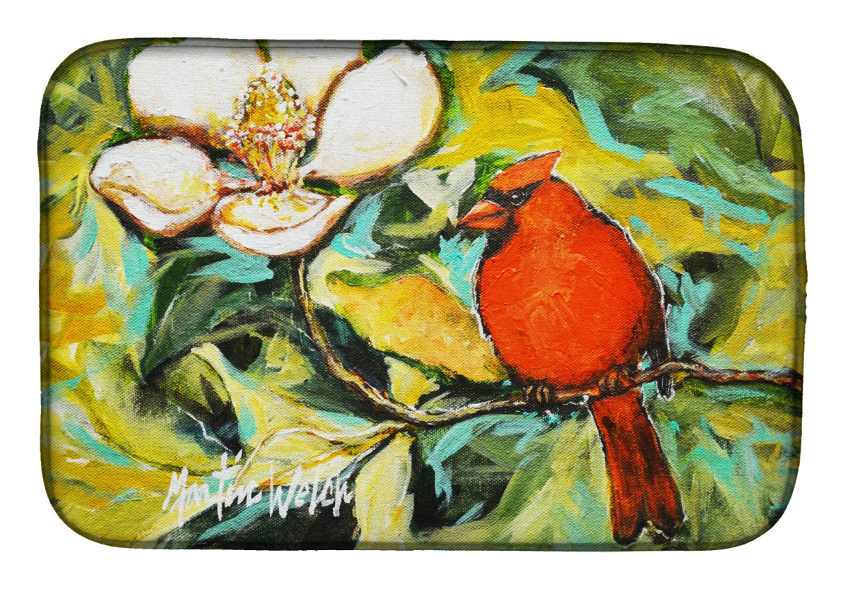Picture of Carolines Treasures MW2036DDM 21 x 14 in. Cardinal with Magnolia Dish Drying Mat