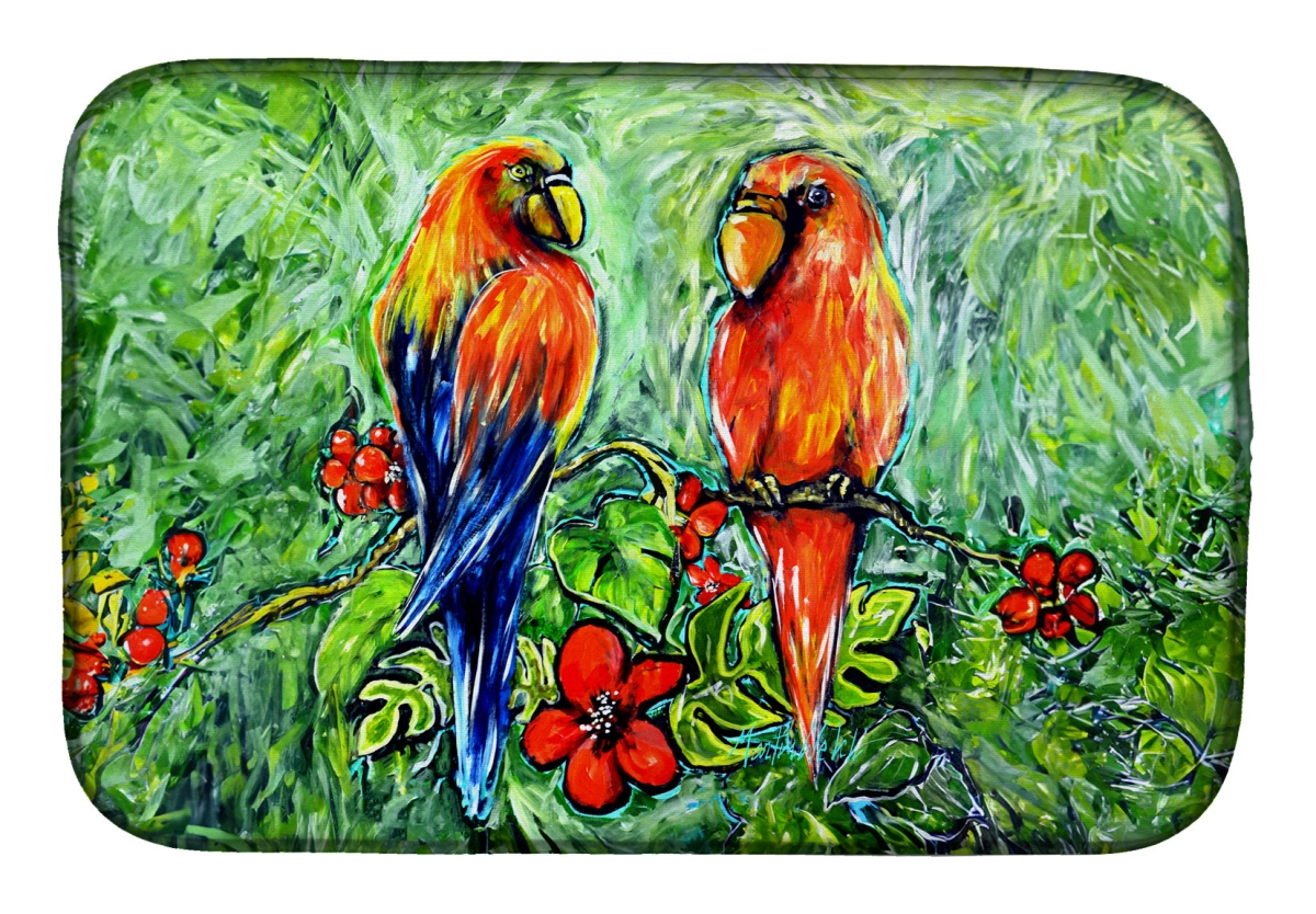 Picture of Carolines Treasures MW2063DDM 21 x 14 in. Fred & Freda Parrots Dish Drying Mat