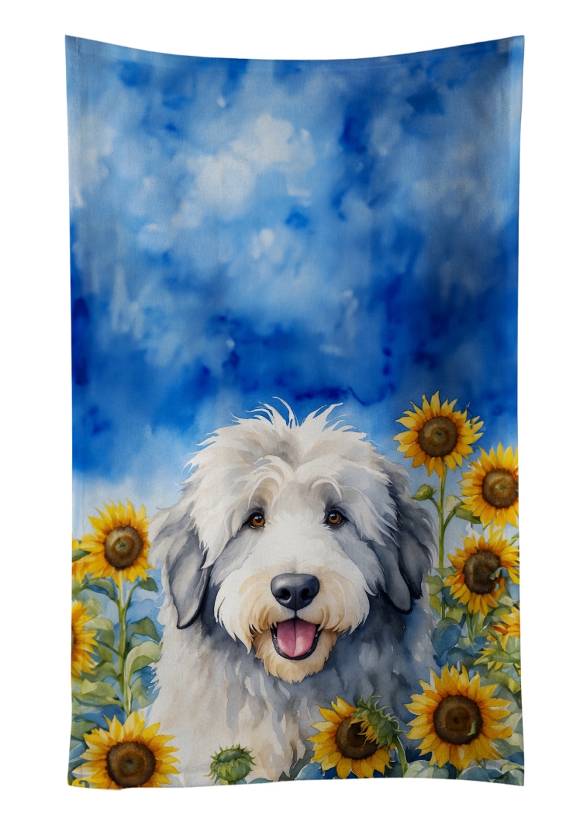 DAC6129KTWL 25 x 15 in. Old English Sheepdog in Sunflowers Kitchen Towel