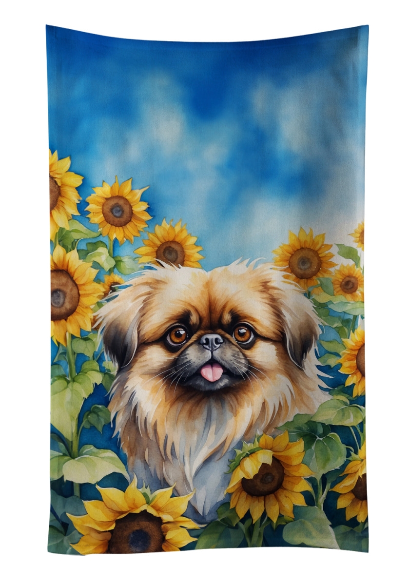 DAC6132KTWL 25 x 15 in. Pekingese in Sunflowers Kitchen Towel