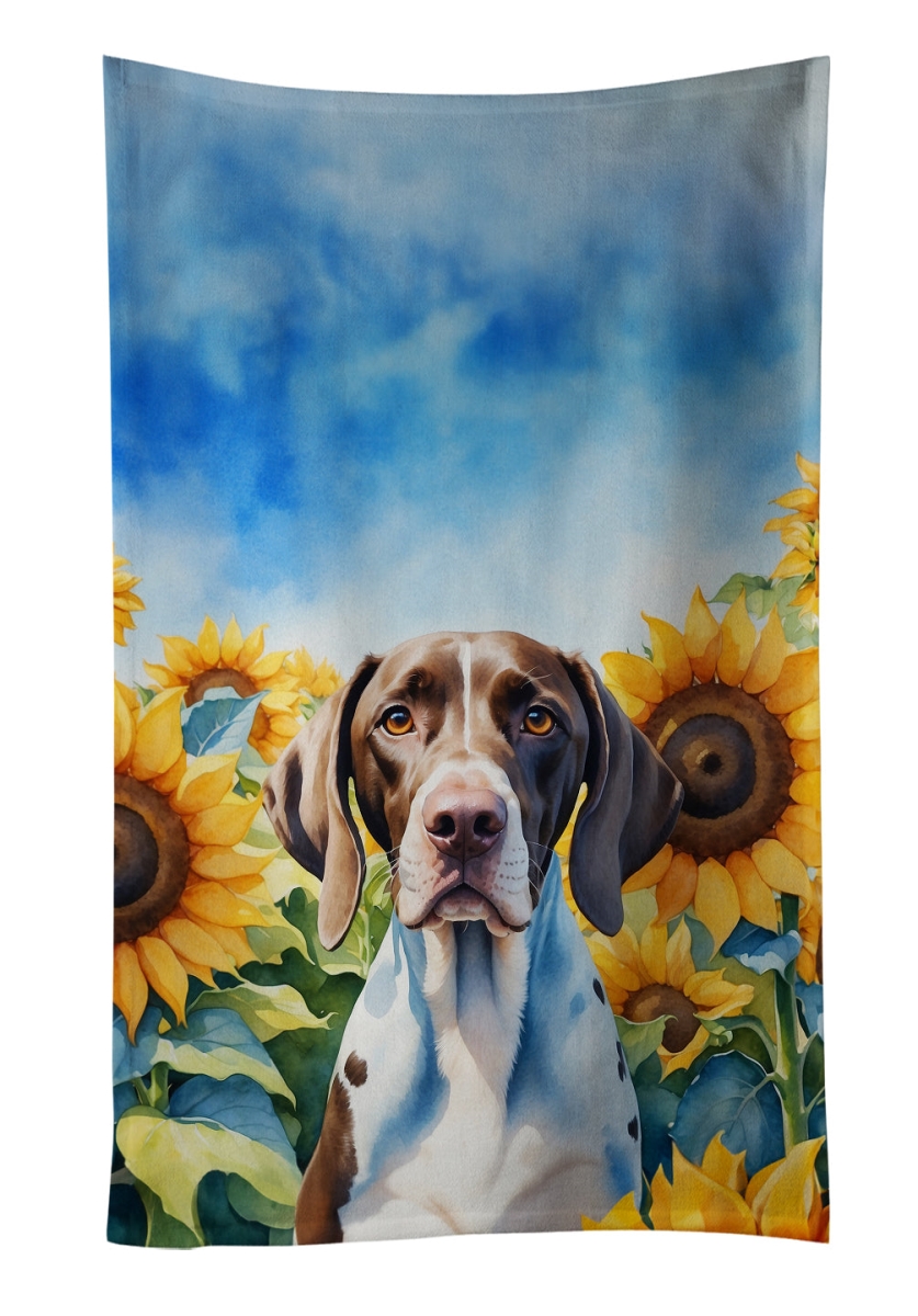 DAC6134KTWL 25 x 15 in. Pointer in Sunflowers Kitchen Towel