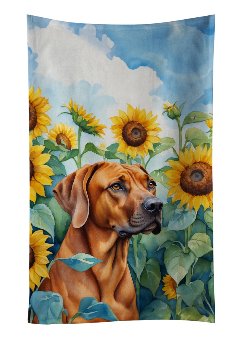 DAC6149KTWL 25 x 15 in. Rhodesian Ridgeback in Sunflowers Kitchen Towel