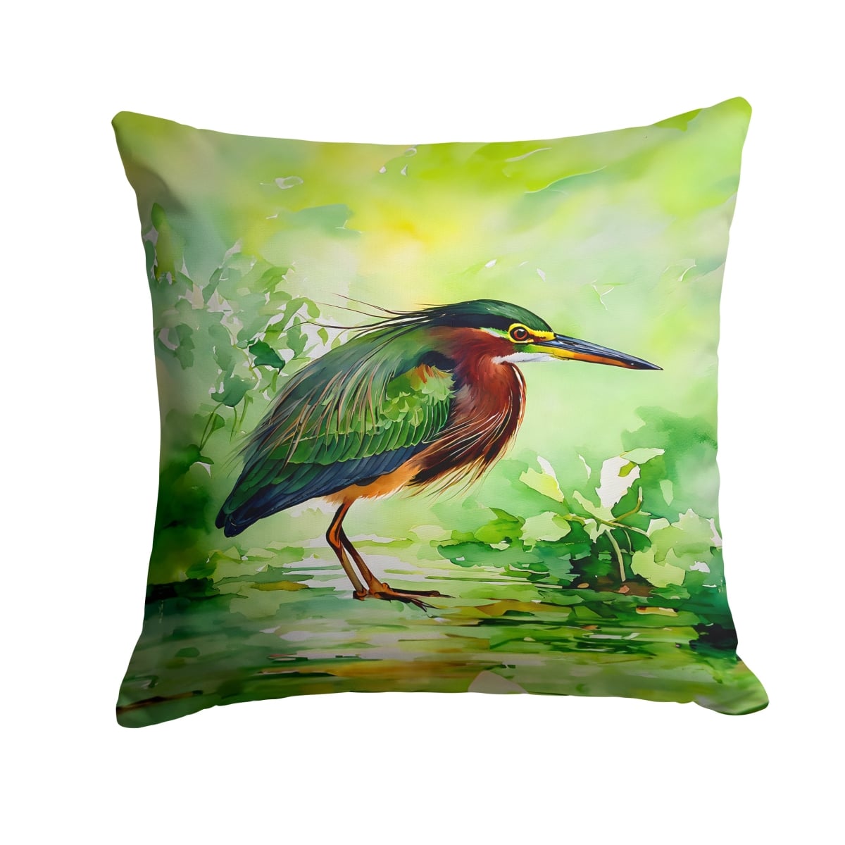 DAC3227PW1818 18 x 18 in. Green Heron Throw Pillow