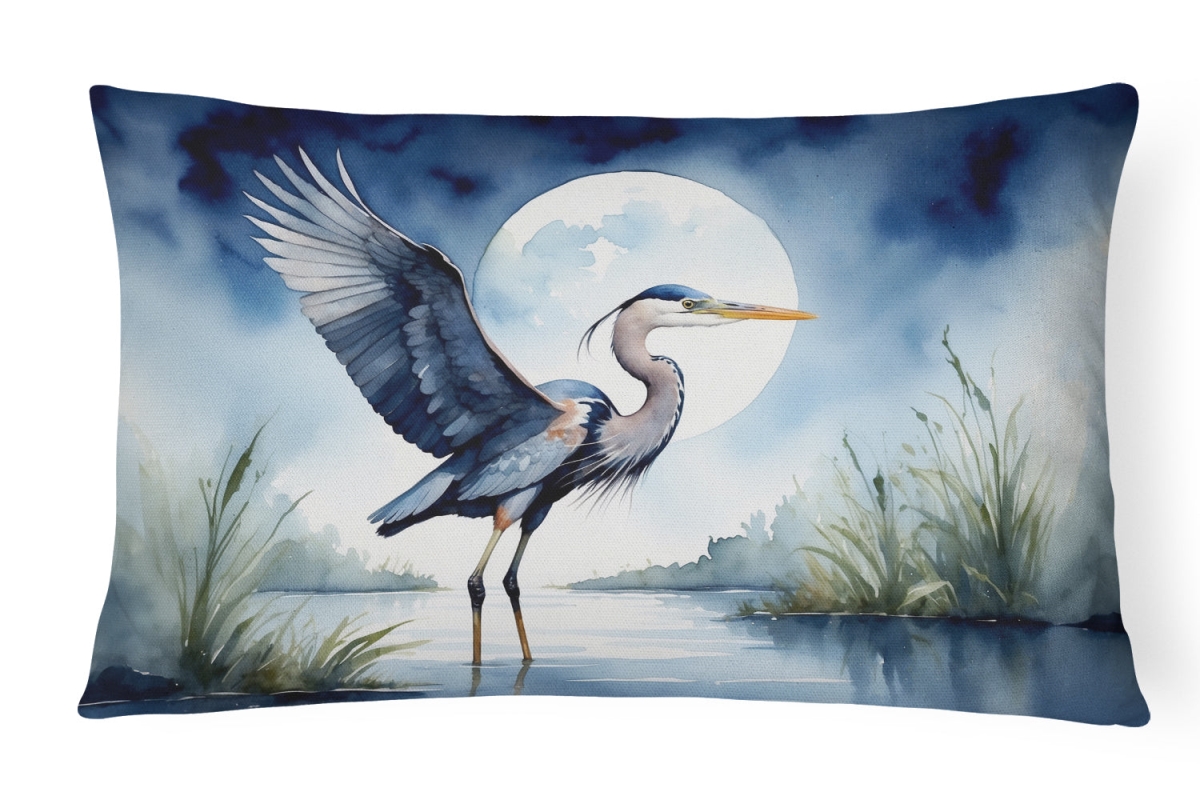 DAC7496PW1216 16 x 12 in. Blue Heron Under the Moonlight Throw Pillow