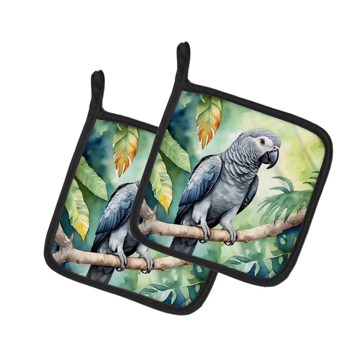 DAC7409PTHD 7.5 x 7.5 in. African Grey Parrot Pot Holders - Set of 2
