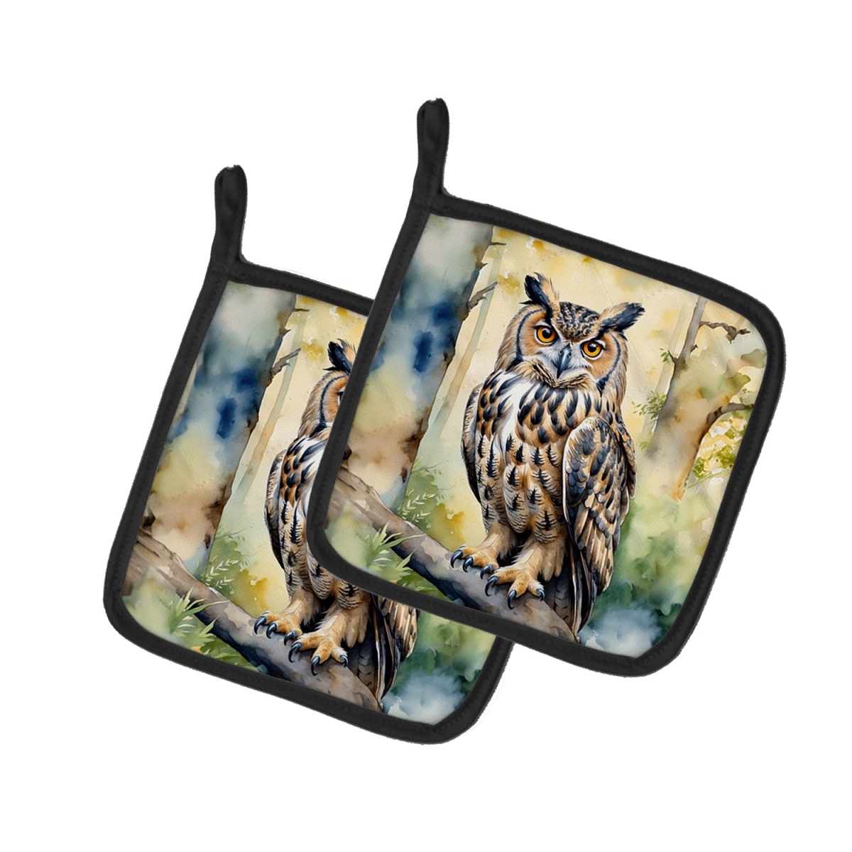DAC7458PTHD 7.5 x 7.5 in. Eurasian Eagle Owl Pot Holders - Set of 2