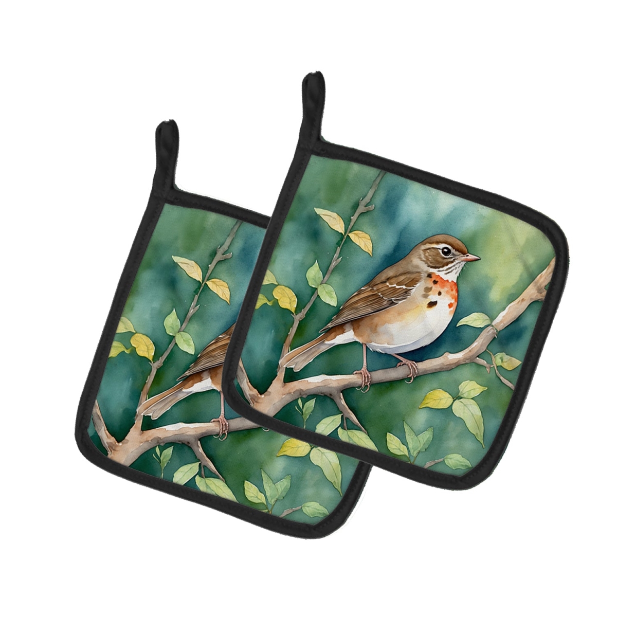DAC7486PTHD 7.5 x 7.5 in. Vermont Hermit Thrush Pot Holders - Set of 2