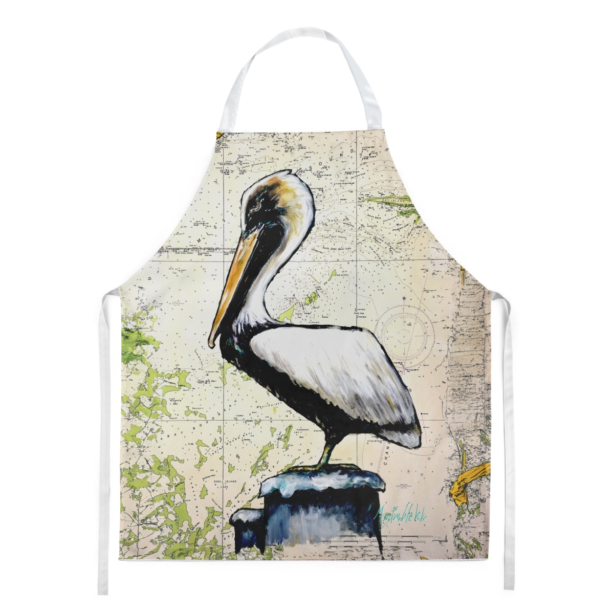 Picture of Carolines Treasures MW2111APRON 30 x 27 in. Pelican on Map Apron