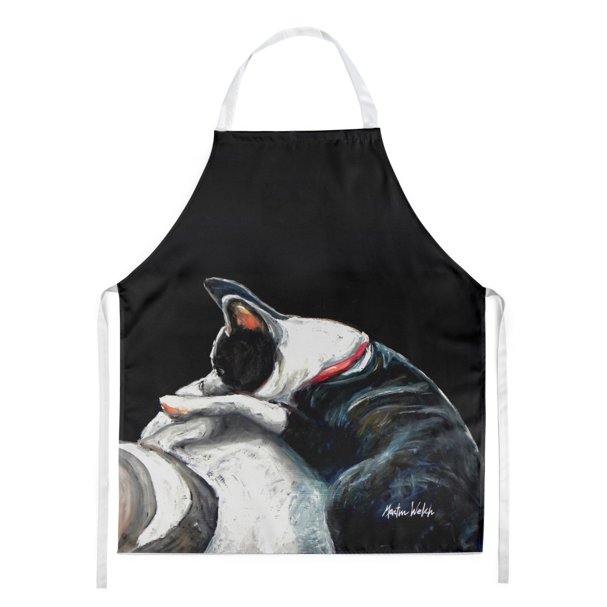 Picture of Carolines Treasures MW2134APRON 30 x 27 in. Boston Terrier Spot in the Sun Apron