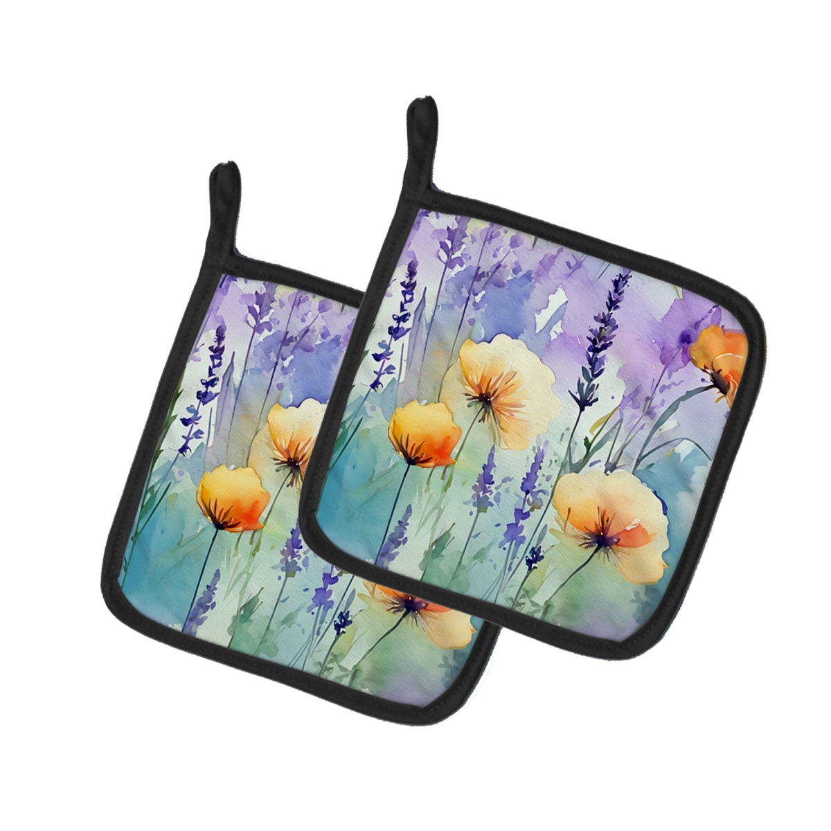 DAC1581PTHD 7.5 x 7.5 in. Lavender in Watercolor Pot Holders - Set of 2