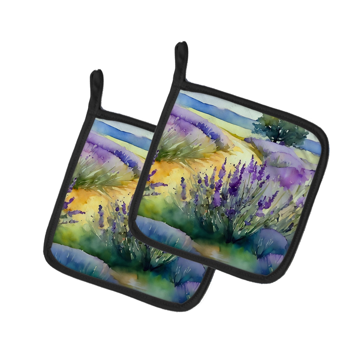 DAC1582PTHD 7.5 x 7.5 in. Lavender in Watercolor Pot Holders - Set of 2