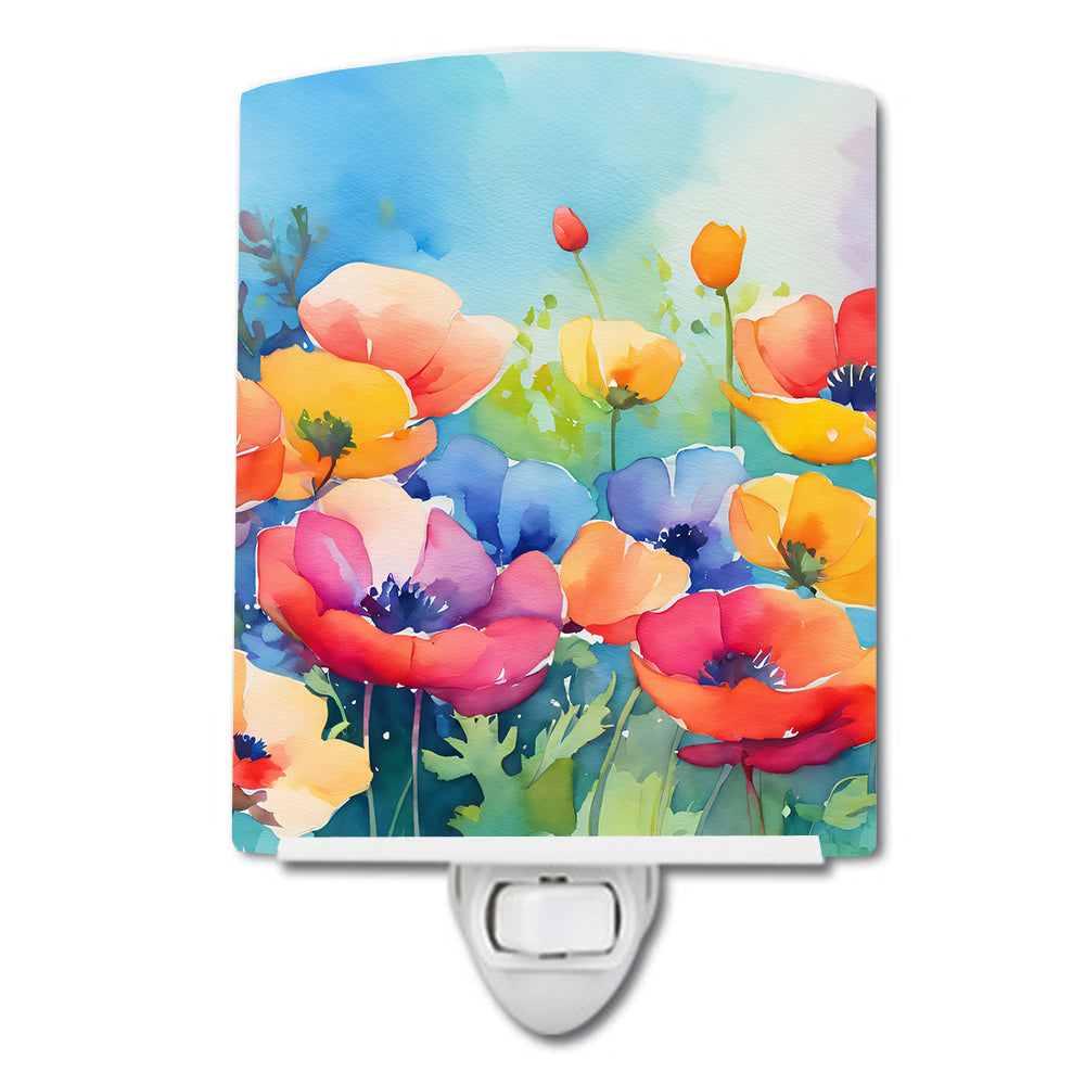 DAC1545CNL 6 x 4 in. Anemones in Watercolor Ceramic Night Light