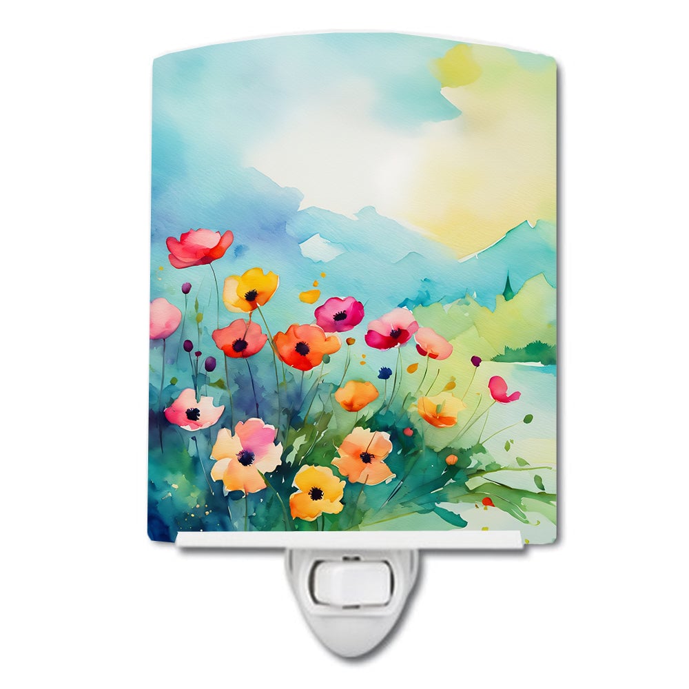 DAC1547CNL 6 x 4 in. Anemones in Watercolor Ceramic Night Light
