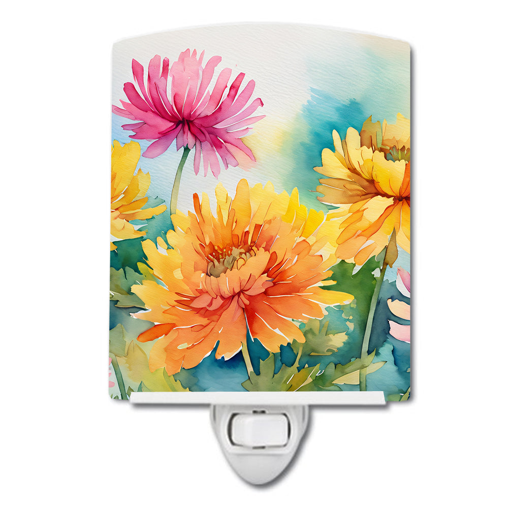 DAC1550CNL 6 x 4 in. Chrysanthemums in Watercolor Ceramic Night Light