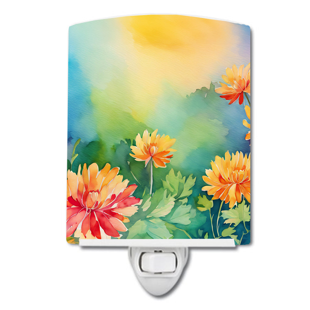 DAC1552CNL 6 x 4 in. Chrysanthemums in Watercolor Ceramic Night Light