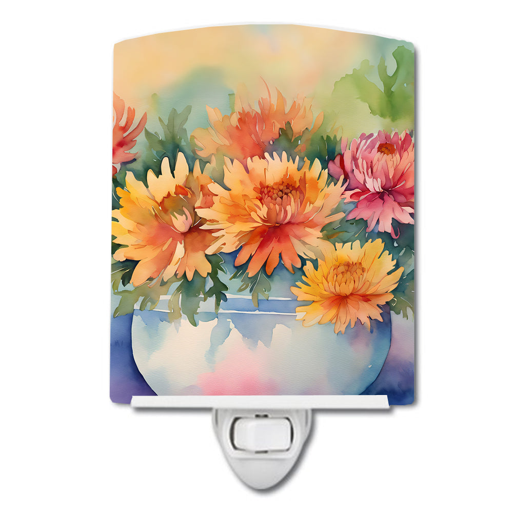 DAC1553CNL 6 x 4 in. Chrysanthemums in Watercolor Ceramic Night Light