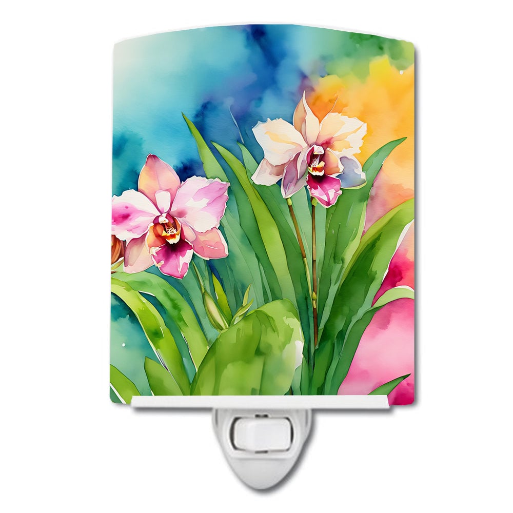 DAC1555CNL 6 x 4 in. Orchids in Watercolor Ceramic Night Light