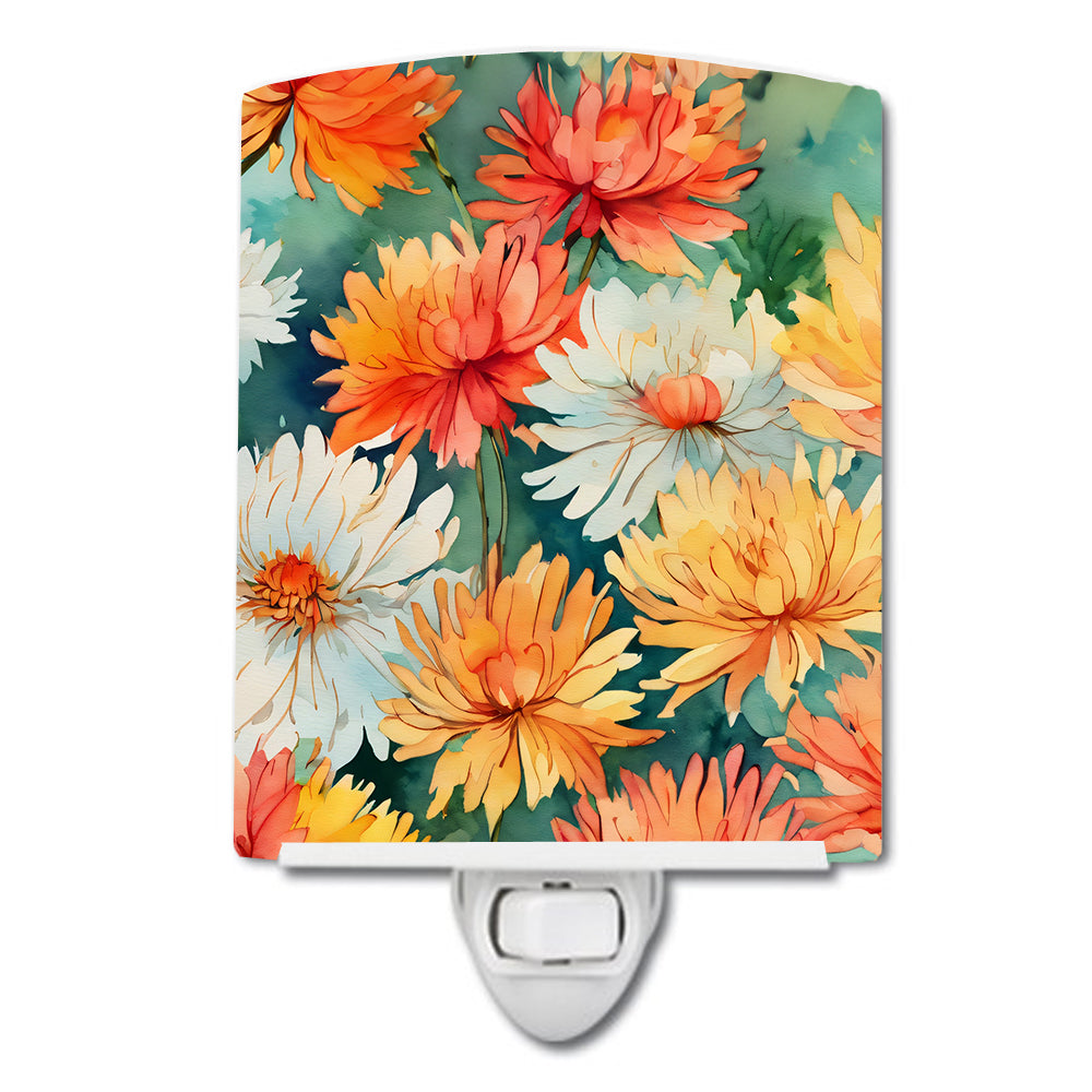 DAC1554CNL 6 x 4 in. Chrysanthemums in Watercolor Ceramic Night Light