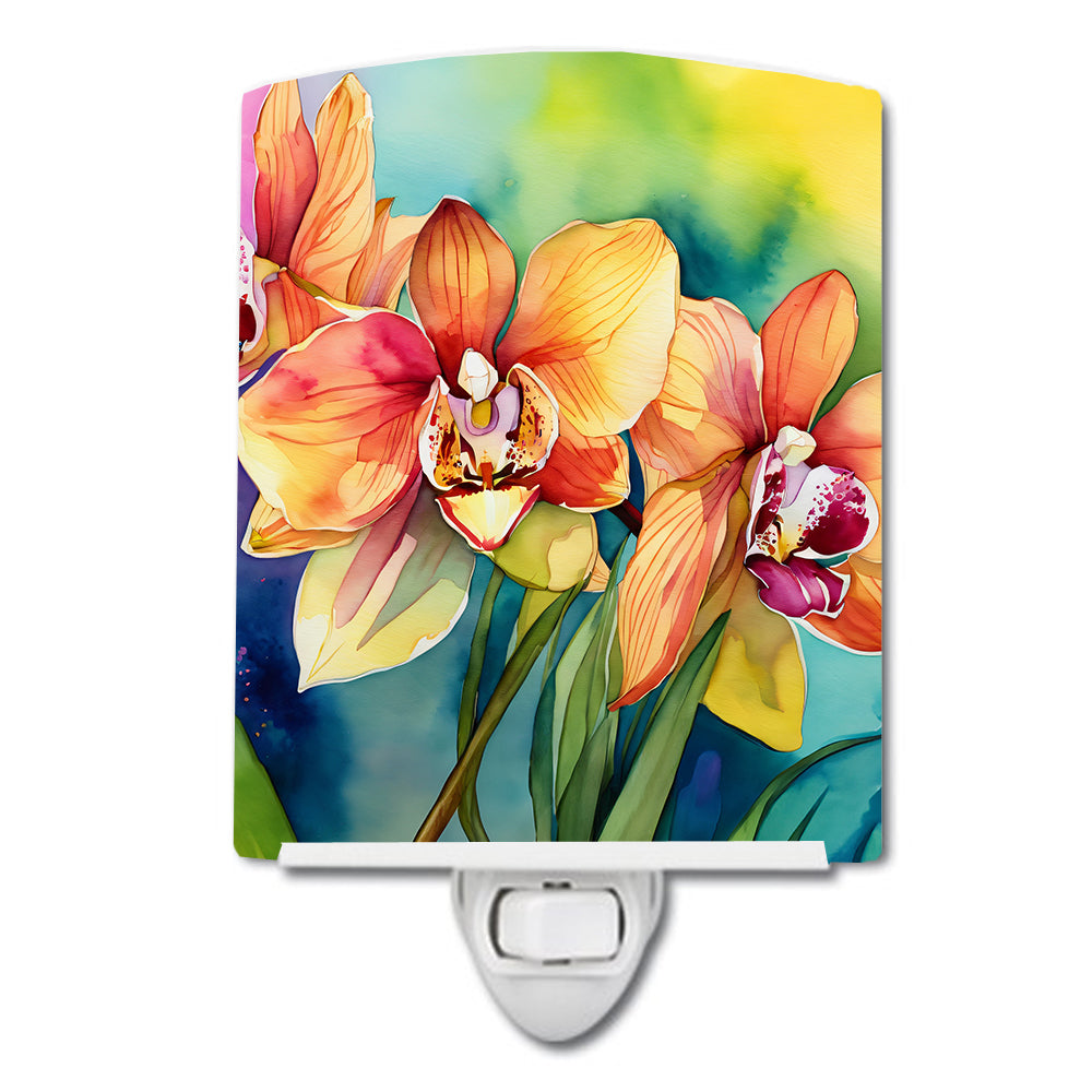 DAC1559CNL 6 x 4 in. Orchids in Watercolor Ceramic Night Light