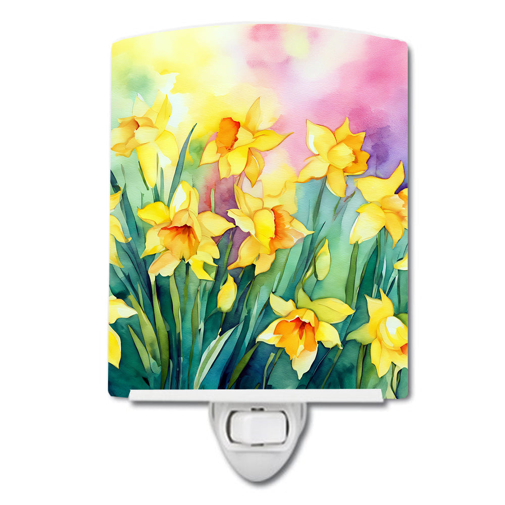 DAC1560CNL 6 x 4 in. Daffodils in Watercolor Ceramic Night Light