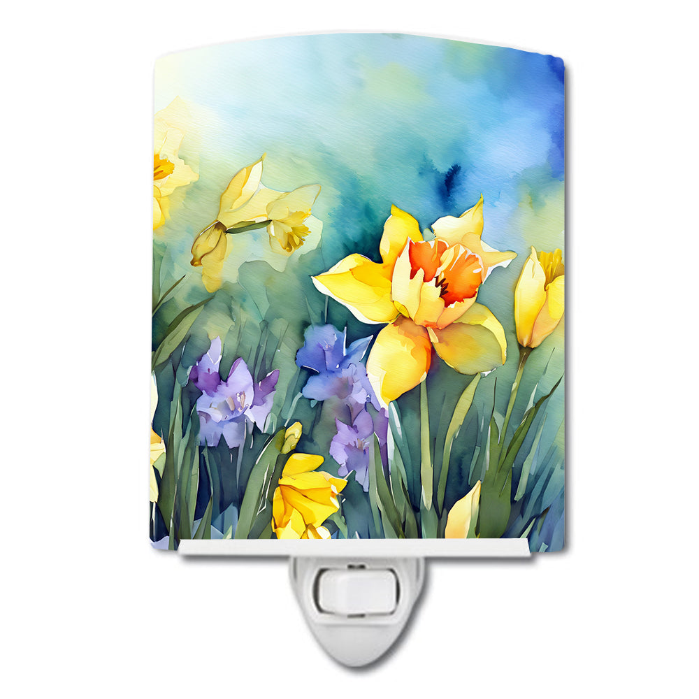 DAC1561CNL 6 x 4 in. Daffodils in Watercolor Ceramic Night Light