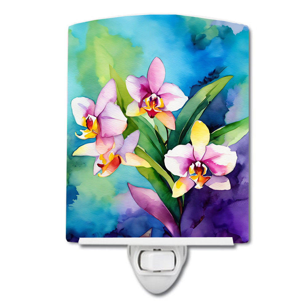 DAC1562CNL 6 x 4 in. Orchids in Watercolor Ceramic Night Light