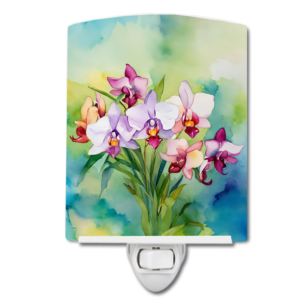 DAC1563CNL 6 x 4 in. Orchids in Watercolor Ceramic Night Light