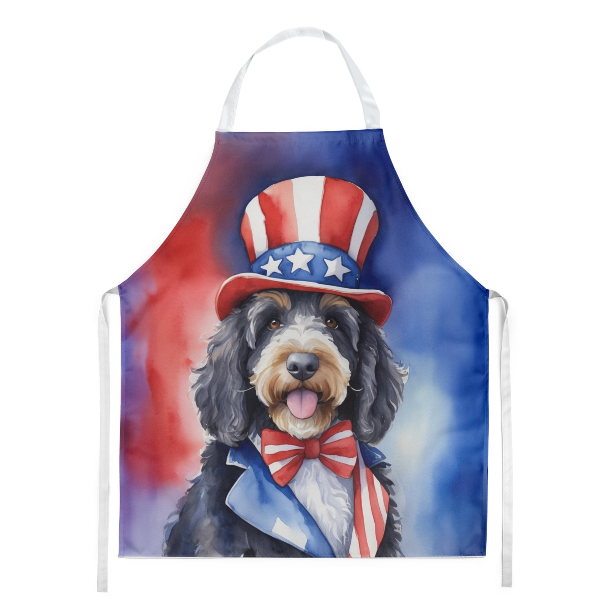 DAC5657APRON 30 x 27 in. Bernedoodle Patriotic American Apron
