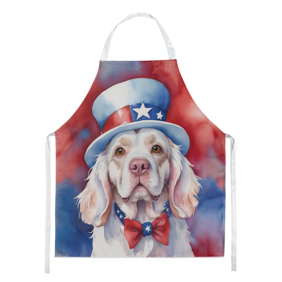 Picture of Carolines Treasures DAC5688APRON 30 x 27 in. Clumber Spaniel Patriotic American Apron