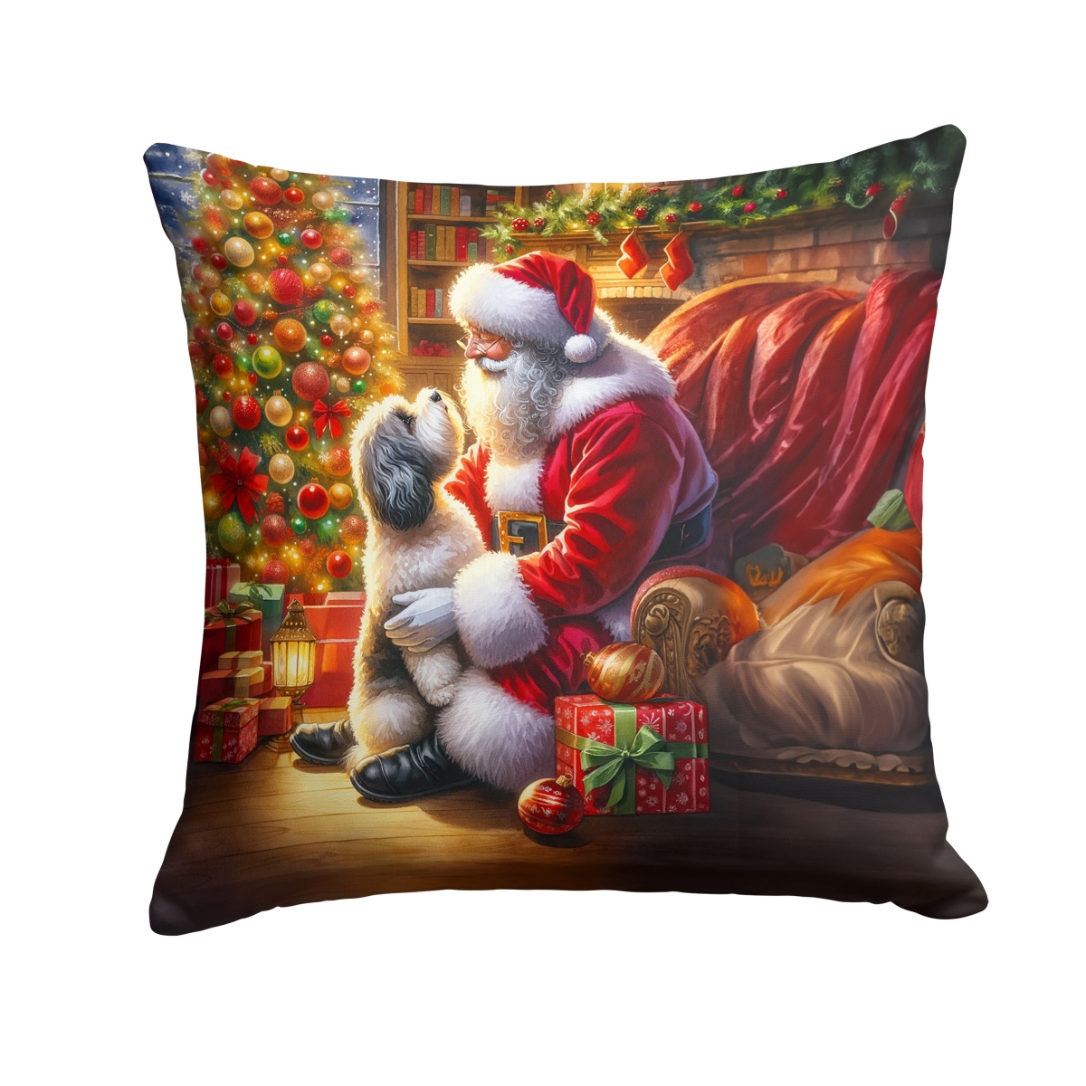 DAC4124PW1414 14 x 14 in. Havanese & Santa Claus Throw Pillow