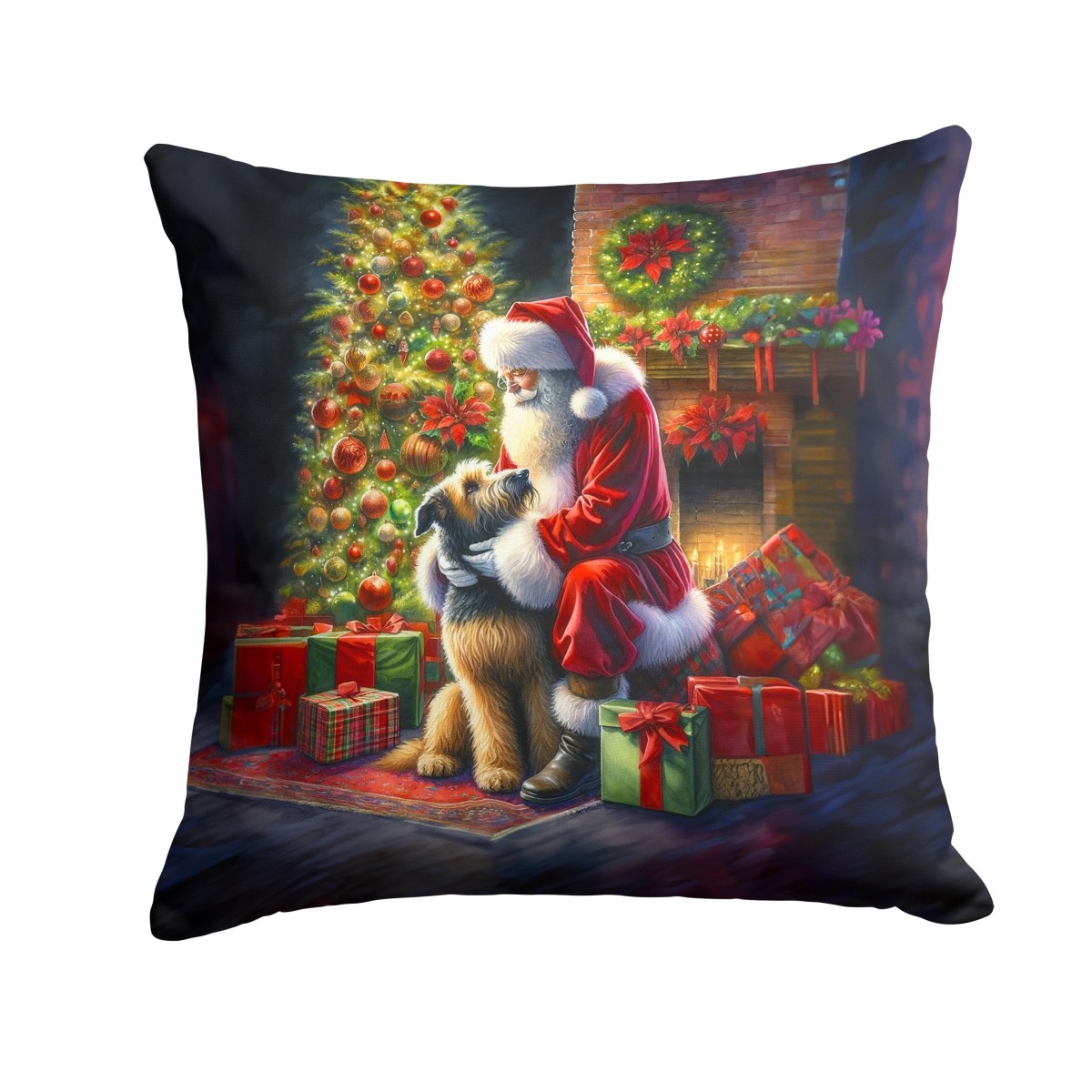 DAC4127PW1414 14 x 14 in. Irish Wolfhound & Santa Claus Throw Pillow