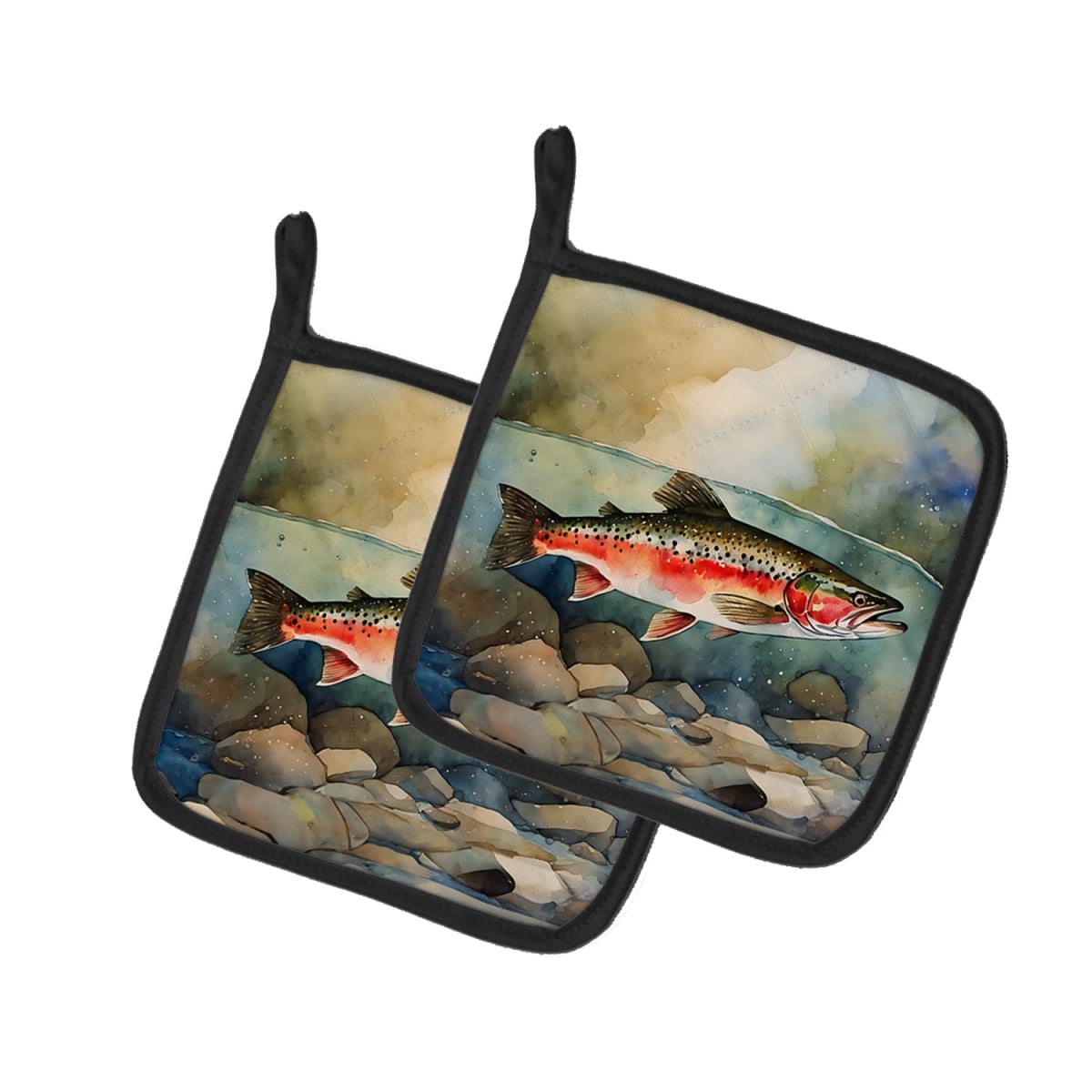 DAC2840PTHD 7.5 x 7.5 in. Trout Pot Holders - Set of 2