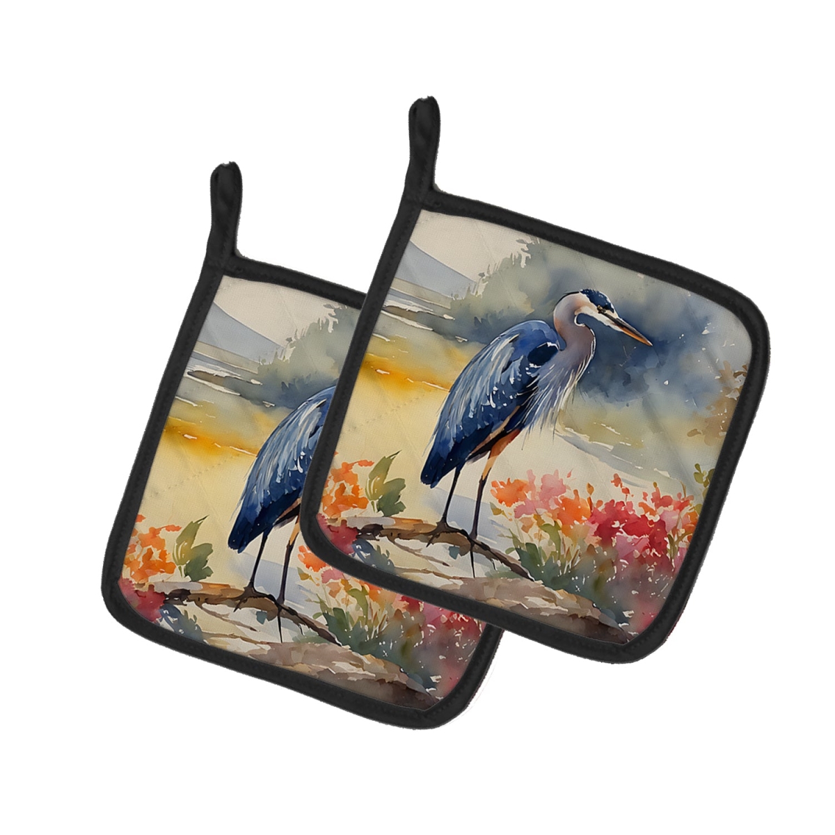 DAC2845PTHD 7.5 x 7.5 in. Blue Heron Pot Holders - Set of 2