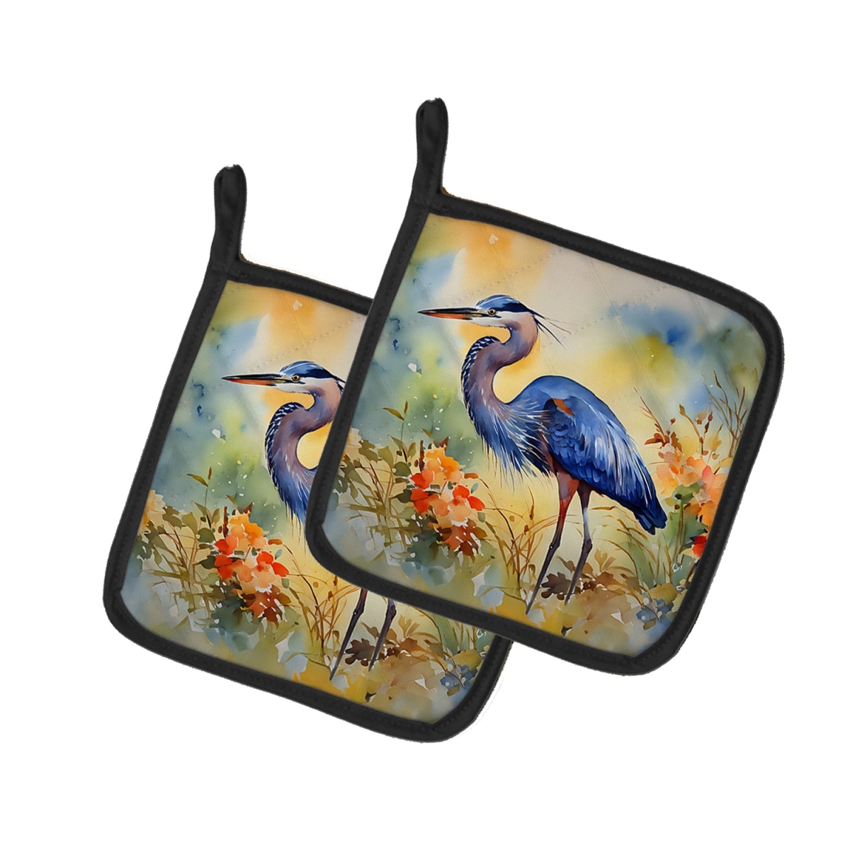 DAC2846PTHD 7.5 x 7.5 in. Blue Heron Pot Holders - Set of 2