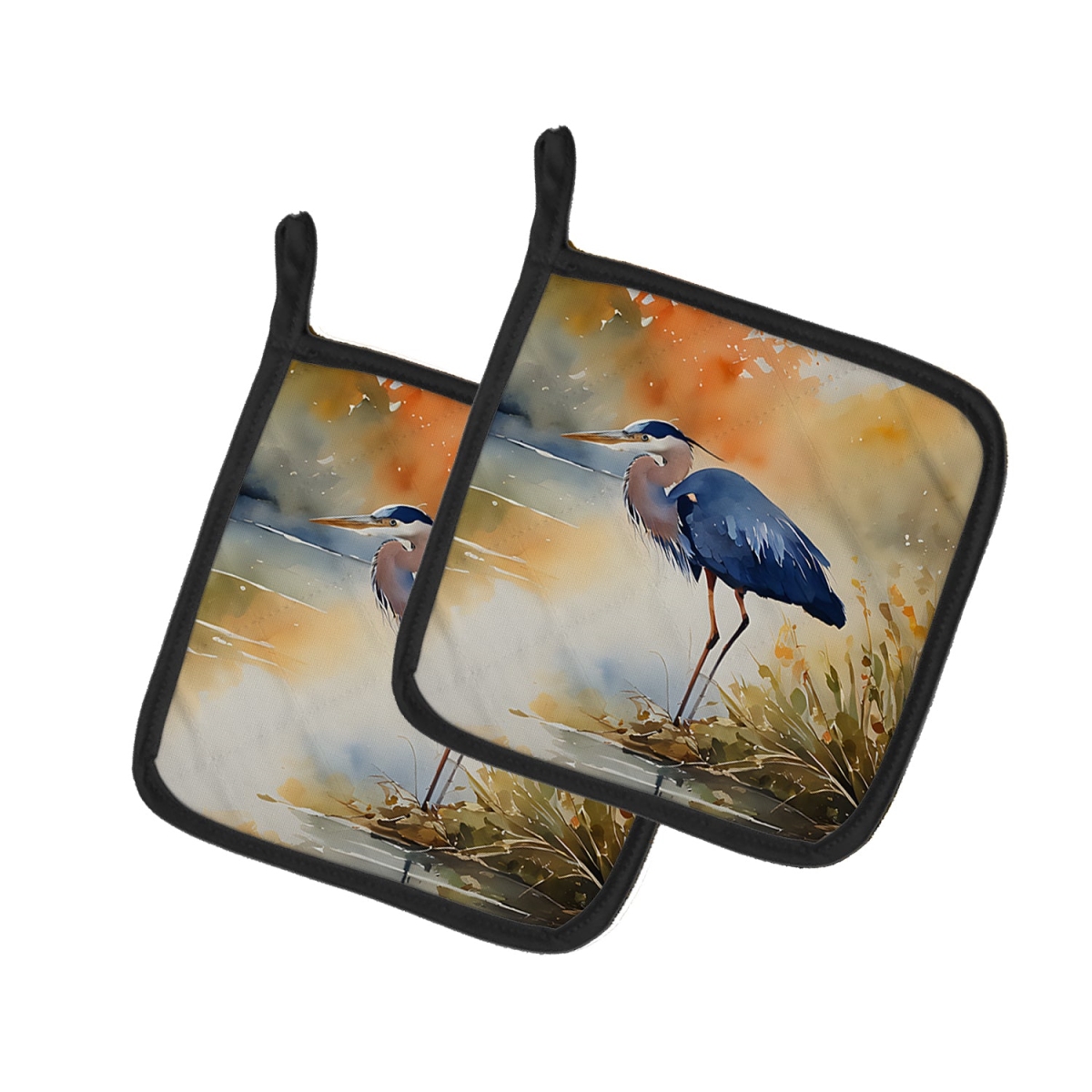 DAC2847PTHD 7.5 x 7.5 in. Blue Heron Pot Holders - Set of 2