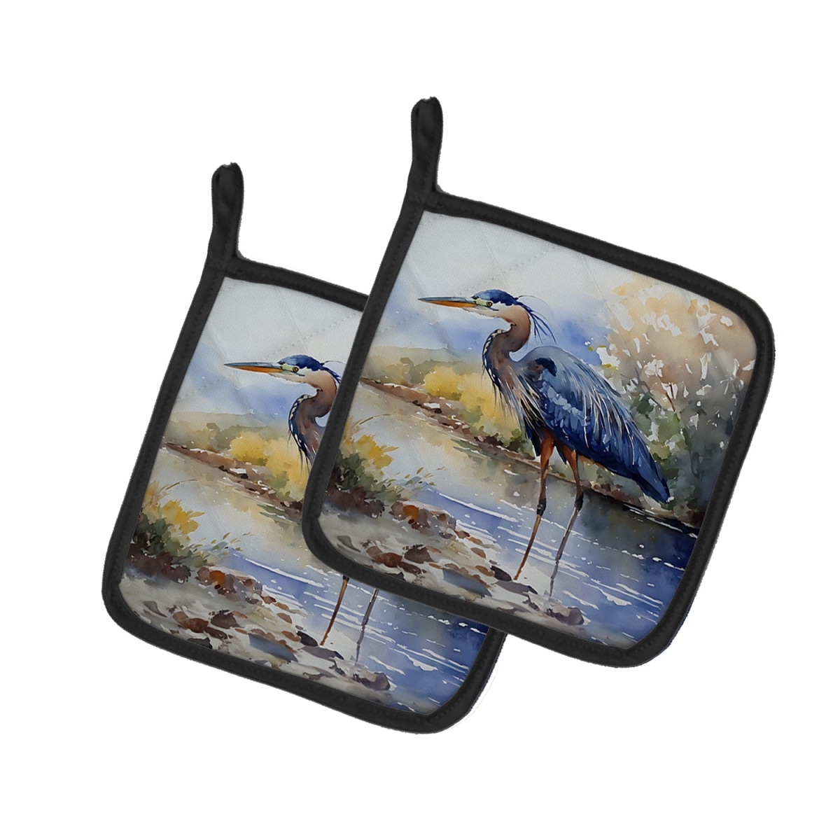 DAC2848PTHD 7.5 x 7.5 in. Blue Heron Pot Holders - Set of 2