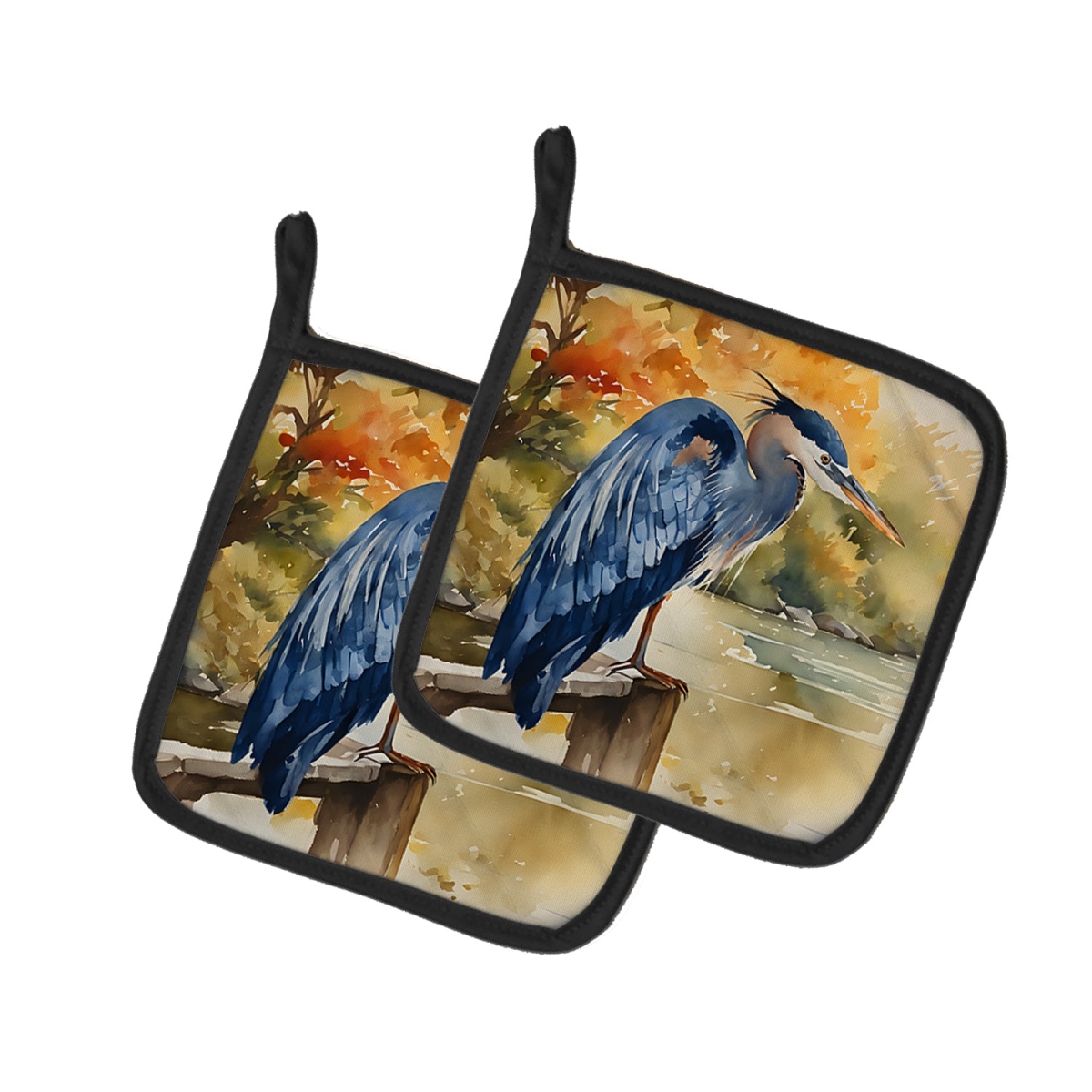 DAC2849PTHD 7.5 x 7.5 in. Blue Heron Pot Holders - Set of 2