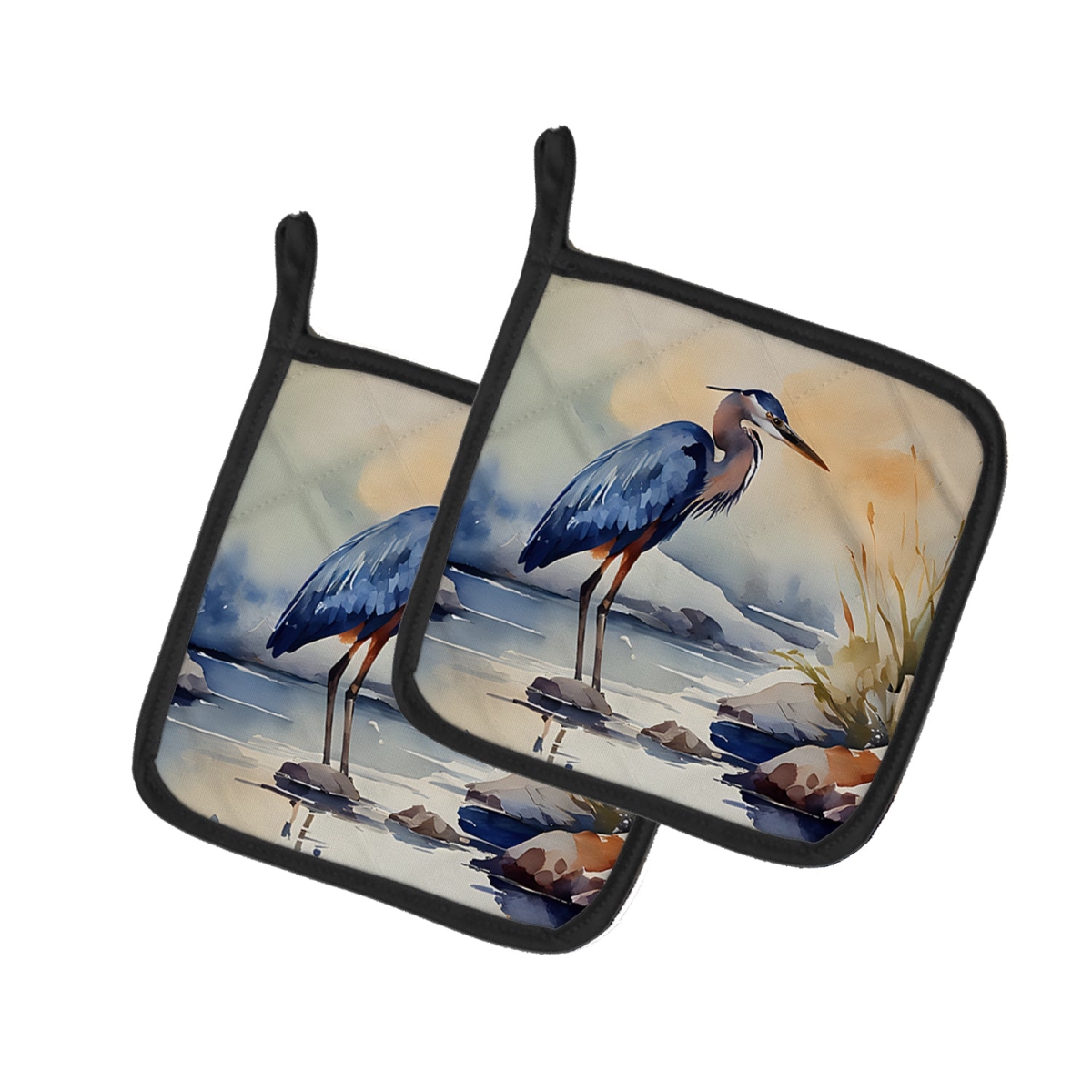 DAC2850PTHD 7.5 x 7.5 in. Blue Heron Pot Holders - Set of 2