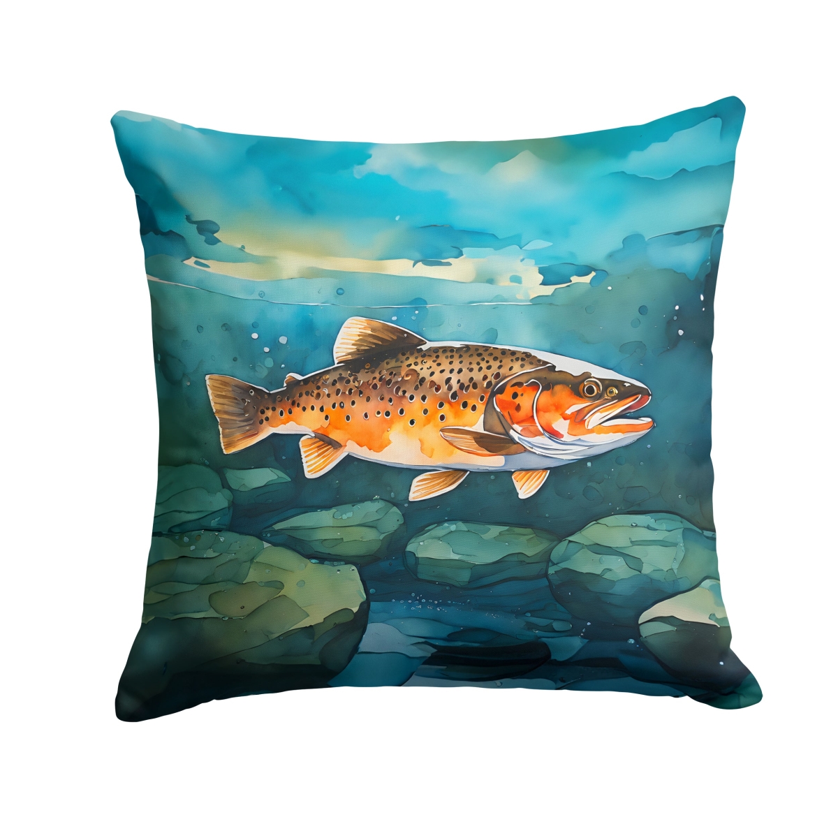 DAC2778PW1414 14 x 14 in. Brown Trout Throw Pillow