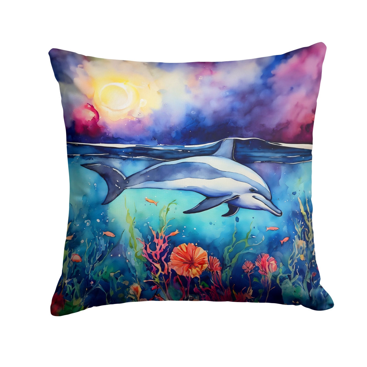 DAC2782PW1414 14 x 14 in. Dolphin Throw Pillow