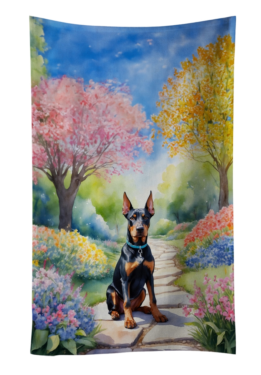 DAC6617KTWL 25 x 15 in. Doberman Pinscher Spring Path Kitchen Towel