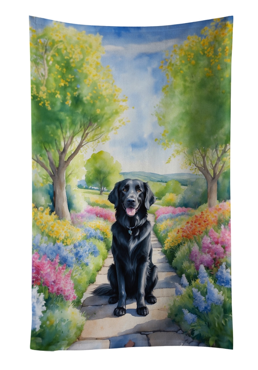 DAC6626KTWL 25 x 15 in. Flat-Coated Retriever Spring Path Kitchen Towel