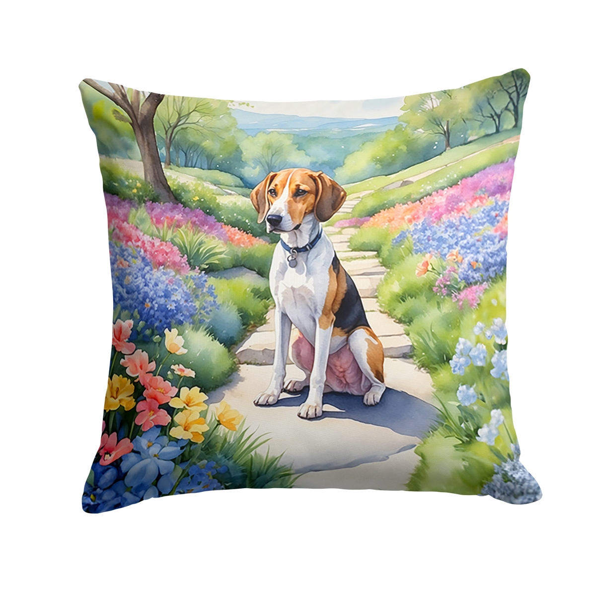 DAC6551PW1414 14 x 14 in. American Foxhound Spring Garden Throw Pillow
