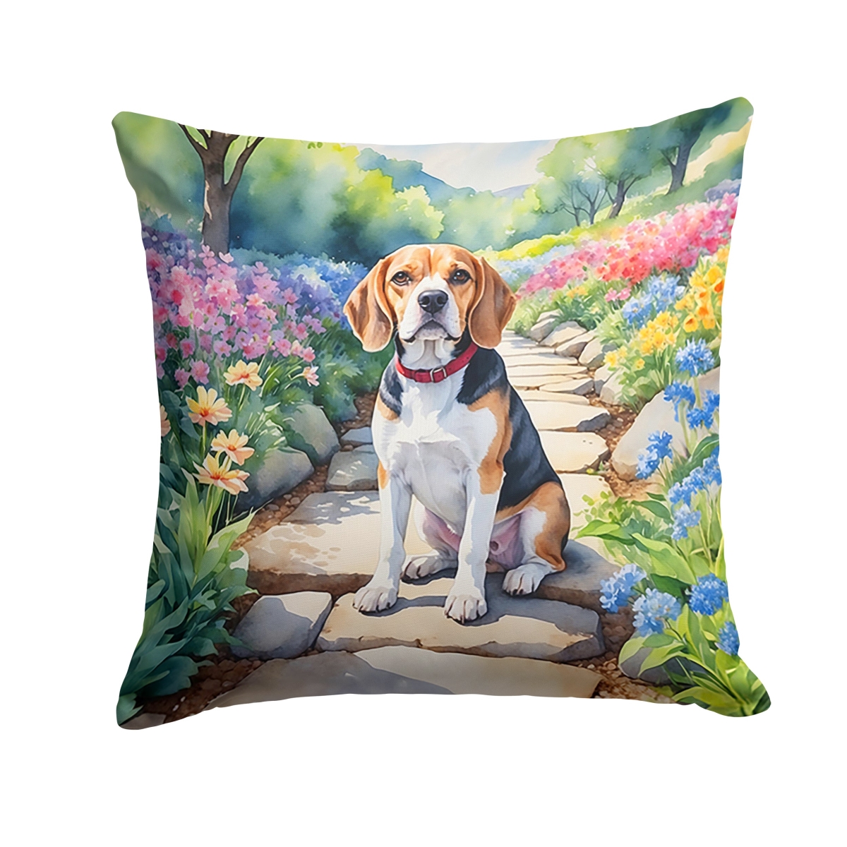 DAC6560PW1414 14 x 14 in. Beagle Spring Garden Throw Pillow