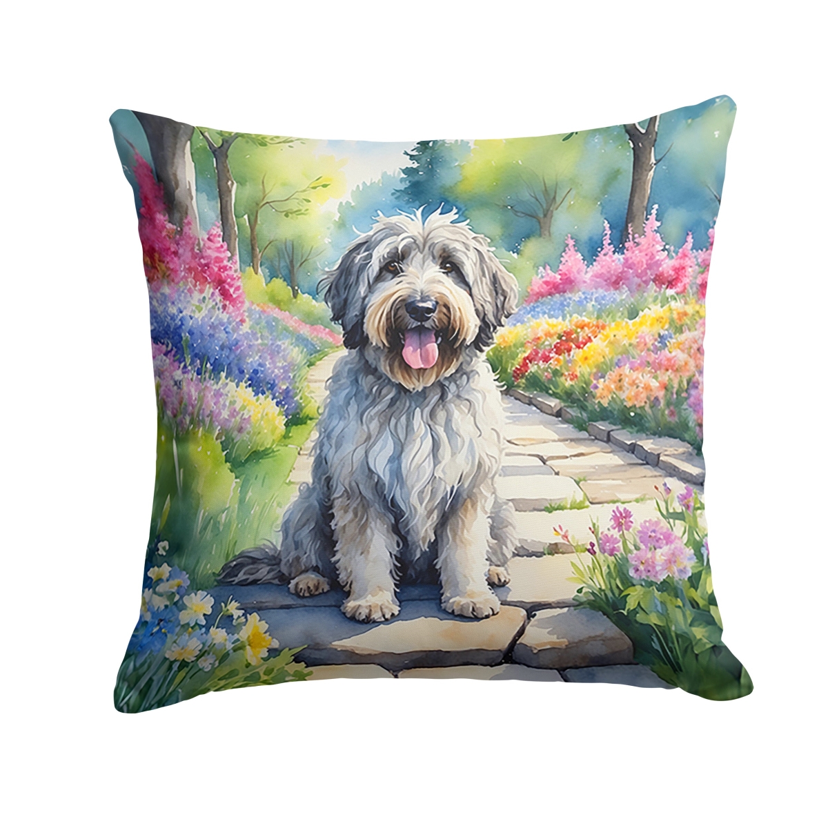 DAC6566PW1414 14 x 14 in. Bergamasco Sheepdog Spring Path Throw Pillow