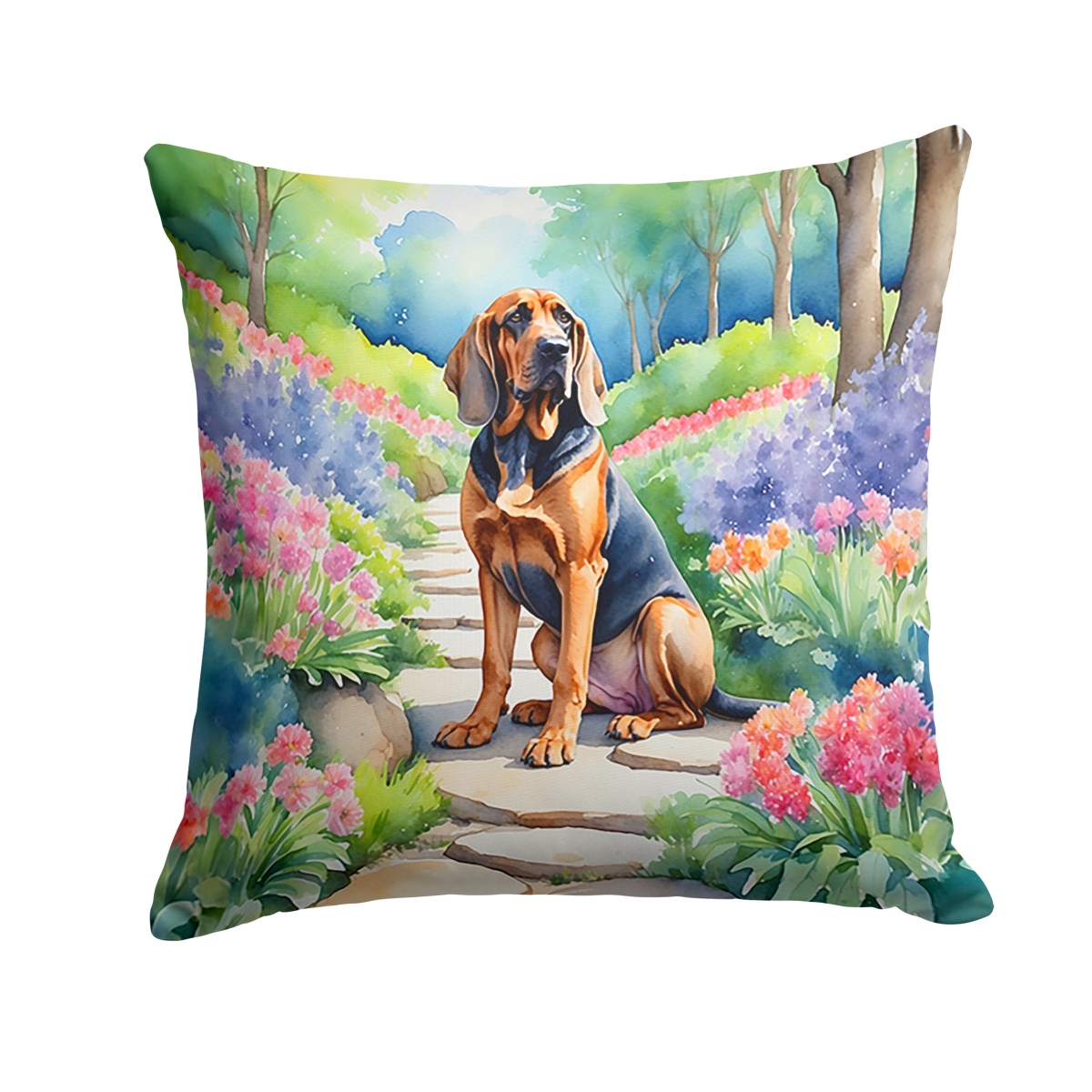 DAC6571PW1414 14 x 14 in. Bloodhound Spring Path Throw Pillow