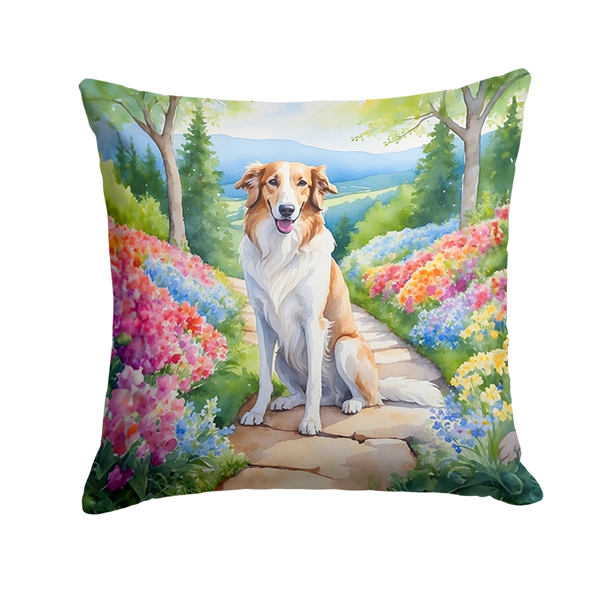 DAC6575PW1414 14 x 14 in. Borzoi Spring Path Throw Pillow